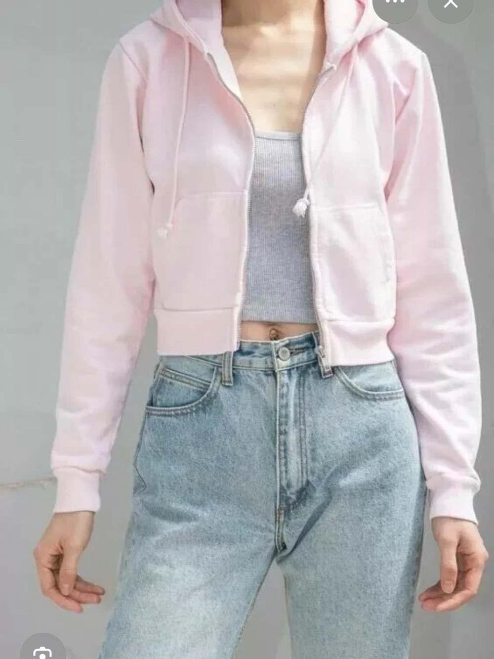 Brandy Melville Cropped Pink Hoodie Jacket - Women's Zip-Up